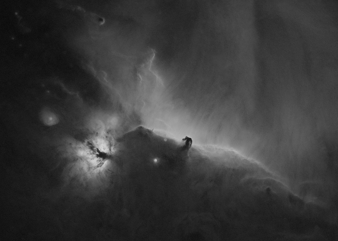 A b/w image (Hydrogen Alpha only) of the Horsehead Nebula